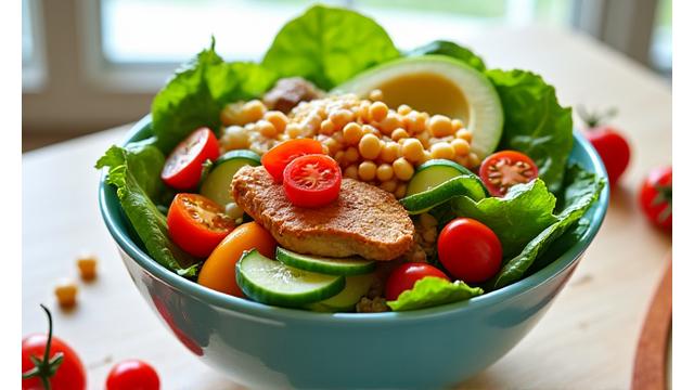 Talíř plný čerstvé zeleniny a ovoce připravený k jídlu