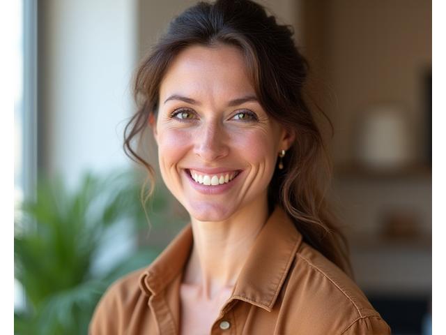 Portrét Jany Novákové, zakladatelky Lávového Blogu, s laskavým úsměvem.