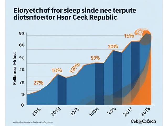 Grafické znázornění statistik spánkových poruch v České republice s rostoucími křivkami ukazujícími nárůst problémů se spánkem.