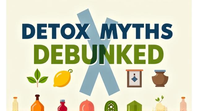 Náhled videa 'Detox Myths Debunked' s infografikou, jak detoxy nefungují.