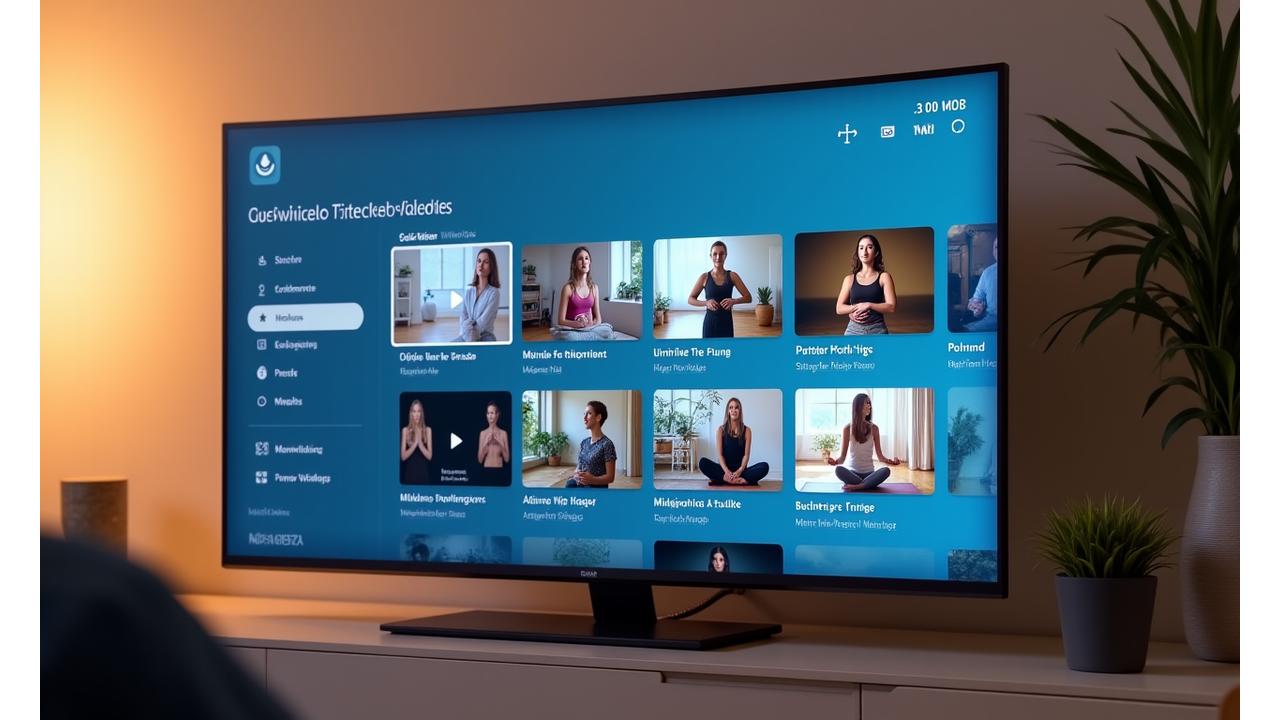 Uspořádaná digitální knihovna videí, zobrazující miniatury wellness workshopů s popisnými titulky, funkcemi vyhledávání a filtrování.